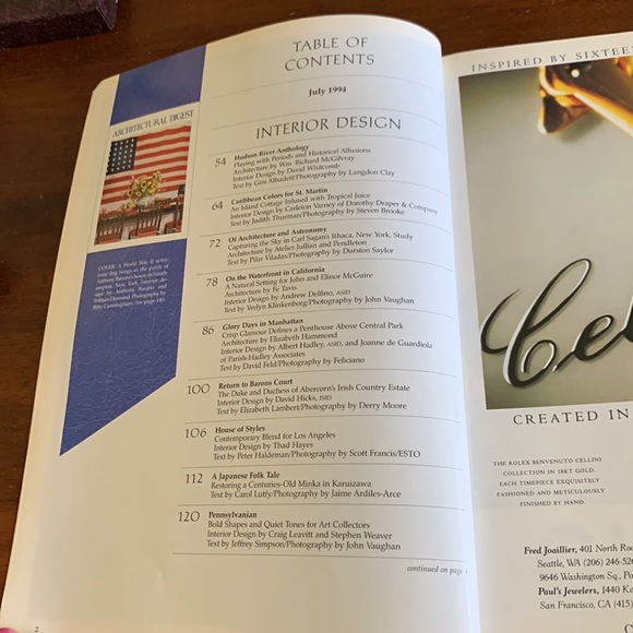 Architectural Digest Art Soldvintage July 994 Architectural Digest